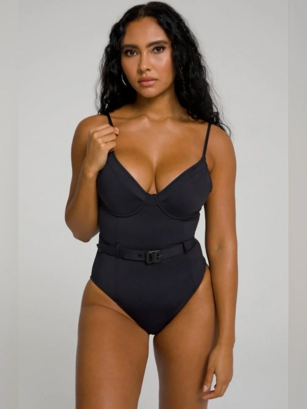 GOOD AMERICAN - Show Off One-Piece Belted Swimsuit Black Size 1/S